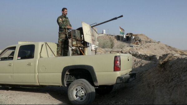  Militiaman of the Kurdistan Freedom Party stands behind his truck-mounted machine gun (File) - Sputnik International