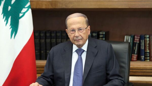 Lebanon's President Michel Aoun is pictured as he addresses the nation at the Baabda palace, Lebanon October 24, 2019 - Sputnik International