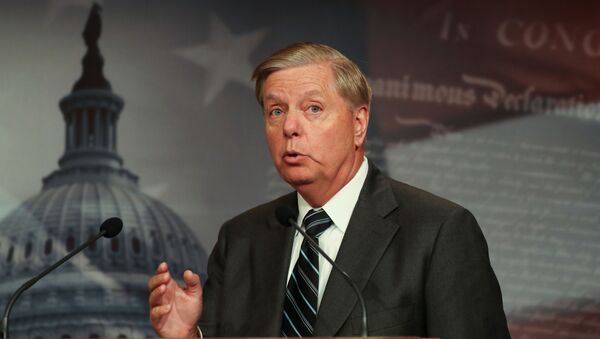 U.S. Senator Lindsey Graham holds a news conference to discuss his plans to introduce a Senate resolution condeming the Democratic-led U.S. House of Representatives impeachment inquiry into U.S. President Donald Trump as illegitimate at the U.S. Capitol in Washington, U.S., October 24, 2019.  - Sputnik International