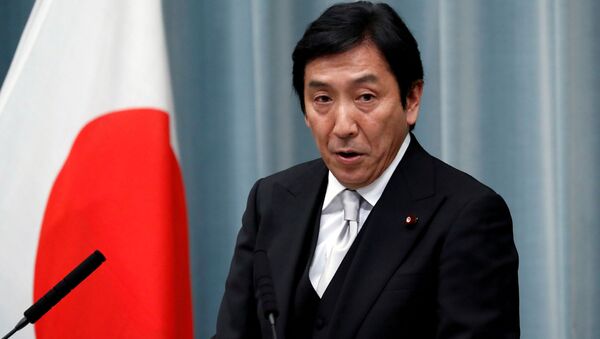 Japan's Economy, Trade and Industry Minister Isshu Sugawara attends a news conference at Prime Minister Shinzo Abe's official residence in Tokyo, Japan September 11, 2019 - Sputnik International