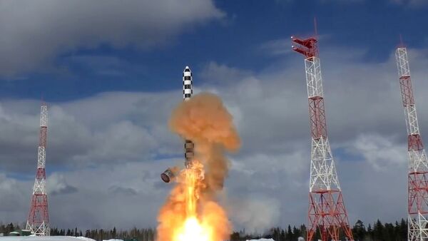 Launch of the Sarmat heavy intercontinental ballistic missile from the Plesetsk launch site - Sputnik International