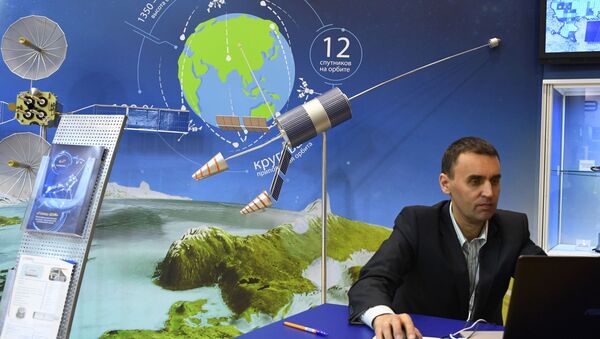 Satellite system Gonets, presented at the stand of the state corporation Roscosmos - Sputnik International