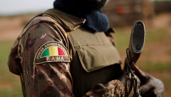 A Malian Armed Forces (FAMa) patch worn by a soldier is pictured during the Operation Barkhane in Ndaki, Mali, July 29, 2019. Picture taken July 29, 2019.  - Sputnik International