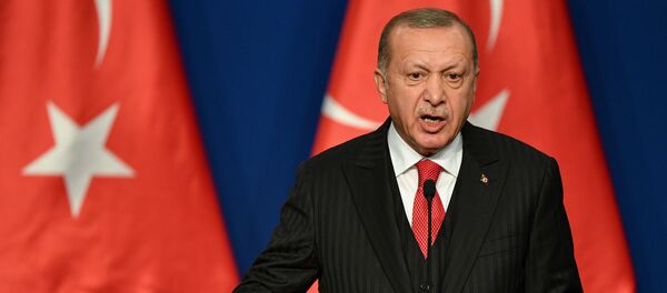 Turkish President Recep Tayyip Erdogan speaks during a joint press conference with Hungarian Prime Minister at Varkert Bazar cultural center in Budapest on November 7, 2019 Turkish President Recep Tayyip Erdogan speaks during a joint press conference with Hungarian Prime Minister at Varkert Bazar cultural center in Budapest on November 7, 2019 - Sputnik International