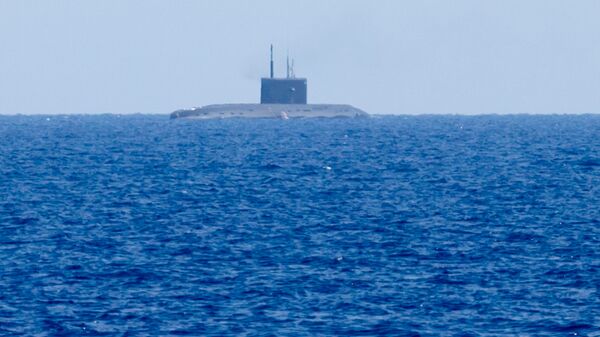 Russian submarines Kolpino and Velikiy Novgorod firing at terrorist targets in Syria. File photo. - Sputnik International