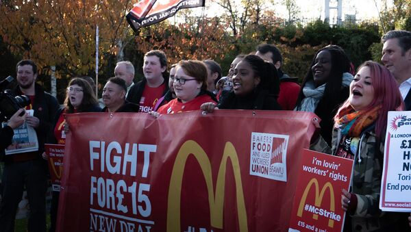 McStrike UK McDonald's Workers on Strike 12 November 2019 - CREDIT War on Want - Sputnik International