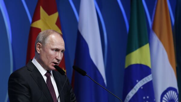 Russia's President Vladimir Putin at the BRICS Business Council - Sputnik International