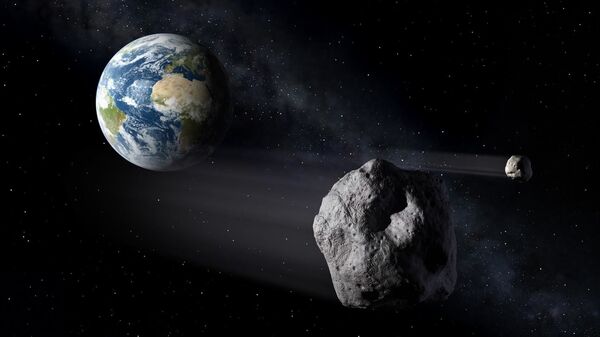 Artistic illustration of an asteroid flying by Earth - Sputnik International