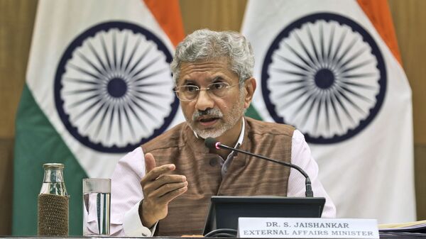 Indian Foreign Minister Subrahmanyam Jaishankar addresses a press conference on the performance of the ministry of external affairs in first 100 days of Prime Minister Narendra Modi's new term in office in New Delhi, India, Tuesday, Sept. 17, 2019 - Sputnik International