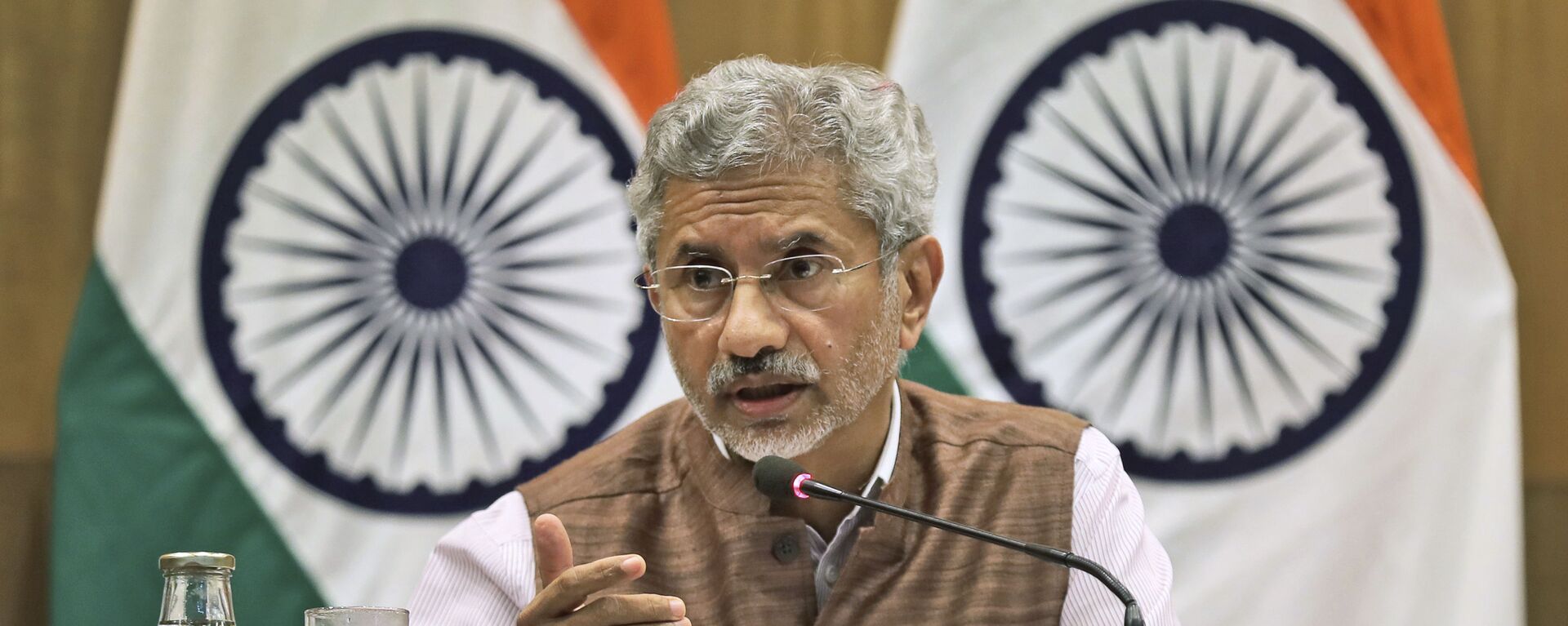 Indian Foreign Minister Subrahmanyam Jaishankar addresses a press conference on the performance of the ministry of external affairs in first 100 days of Prime Minister Narendra Modi's new term in office in New Delhi, India, Tuesday, Sept. 17, 2019 - Sputnik International, 1920, 19.08.2021