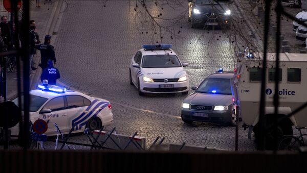 Police cars near the Justice Palace in Brussel - Sputnik International