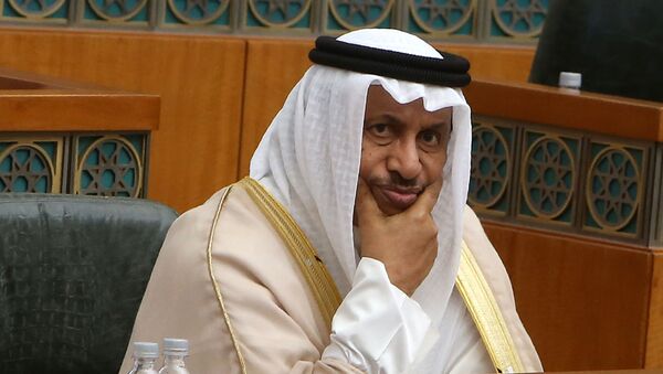 Kuwaiti Prime Minister Sheikh Jaber al-Mubarak al-Sabah (C) looks on, as he attends a parliament session at Kuwait's National Assembly, in Kuwait City on July 3, 2019. - Sputnik International
