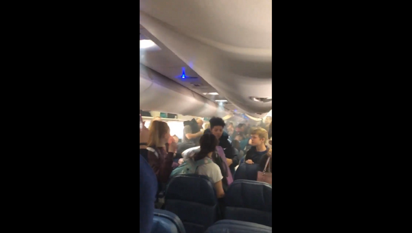 Passengers aboard Delta Air Lines flight 127 are evacuated from the Boeing 767 after smoke begins to fill the cabin. - Sputnik International