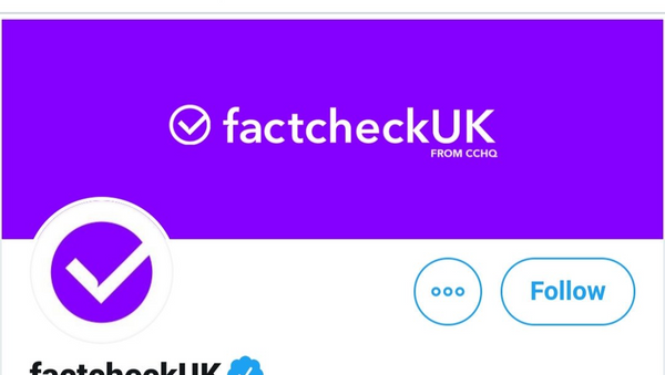 A screenshot of the Conservative Party press office's Twitter account, which was renamed to factcheckUK on Wednesday night - Sputnik International