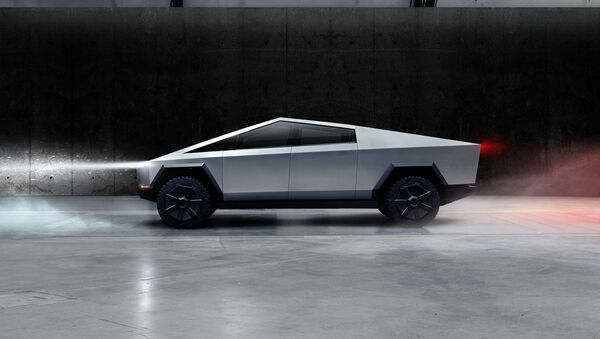 The Cybertruck, Tesla's first electric pickup truck, is seen in this undated handout picture released by the company - Sputnik International