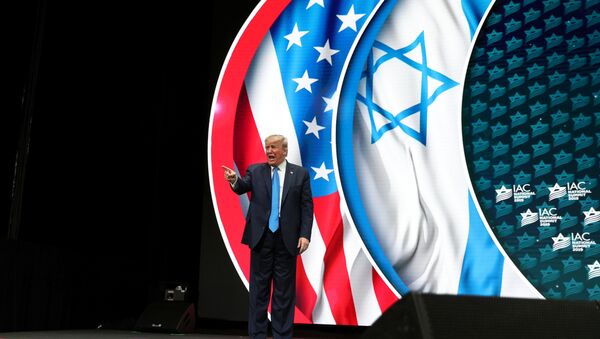 U.S. President Donald Trump bids farewell to the audience after delivering remarks at the Israeli American Council National Summit in Hollywood, Florida, U.S., December 7, 2019. - Sputnik International