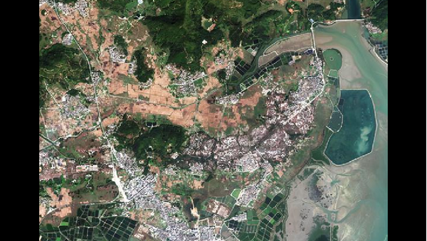 Image shows the multi-spectral orthophoto image of the Hailing port in south China's Guangdong Province with 2.6 m resolution true color based on the data from the Gaofen-7 Earth observation satellite. The China National Space Administration Tuesday released the first batch of three-dimensional images based on the data from the recently launched Gaofen-7 Earth observation satellite. - Sputnik International