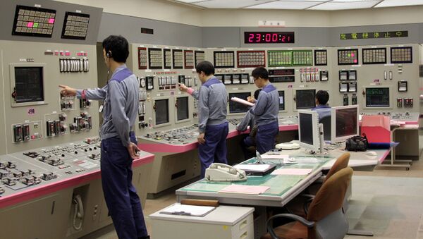 This handout picture taken by Kasai Electric Power Co. (KEPCO) on September 15, 2013 shows KEPCO engineers shutting down its nuclear reactor at the company's Oi nuclear power plant in Oi, Fukui prefecture, western Japan - Sputnik International