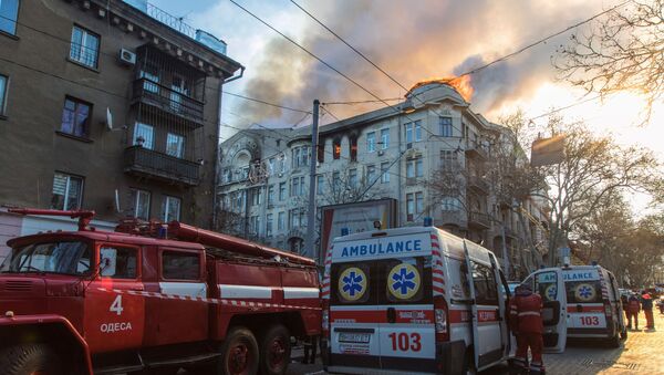 Firefighters near a college building in central Odessa - Sputnik International