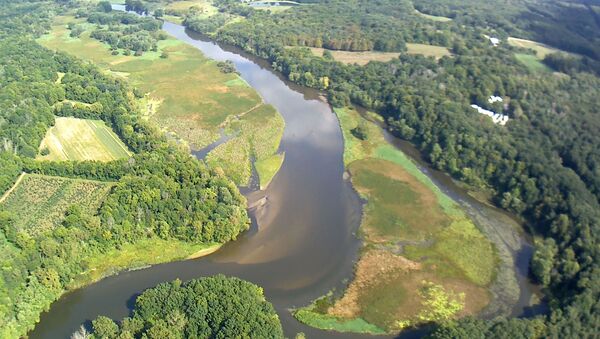 An aerial view of the Kalamazoo River  from the Trowbridge Dam near Allegan in southwestern Michigan - Sputnik International