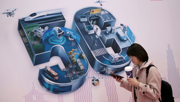 A sign for 5G is seen at the World 5G Exhibition in Beijing, China November 22, 2019 - Sputnik International