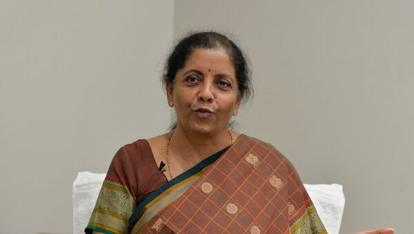In this photograph taken on April 9, 2019, Indian Defence Minister Nirmala Sitharaman speaks with an AFP reporter at the Bharatiya Janata Party (BJP) headquarters in New Delhi - Sputnik International