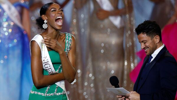 Nyekachi Douglas of Nigeria reacts on stage during the Miss World final in London - Sputnik International