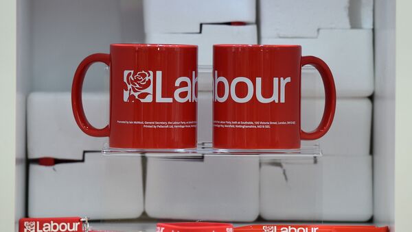 Official merchandise from the opposition Labour party is seen on sale at the Labour Party Conference in Liverpool, north west England on September 23, 2018, the official opening day of the annual Labour Party Conference - Sputnik International