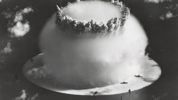 A 21 kiloton underwater nuclear weapons effects test, known as Operation CROSSROADS (Event Baker), conducted at Bikini Atoll (1946) - Sputnik International