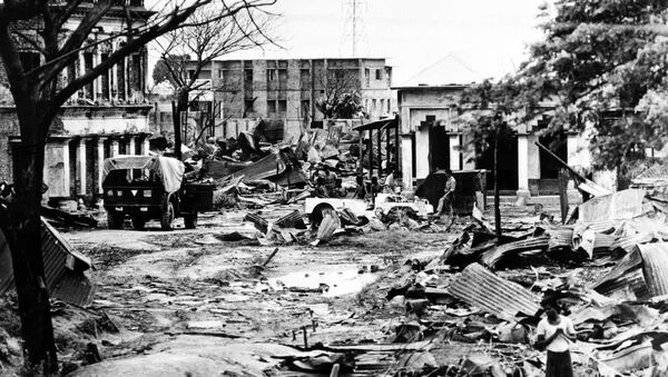 Picture taken on July 24, 1971 of the destroyed streets of Madhabpur during the Indo-Pakistani War of 1971 - Sputnik International
