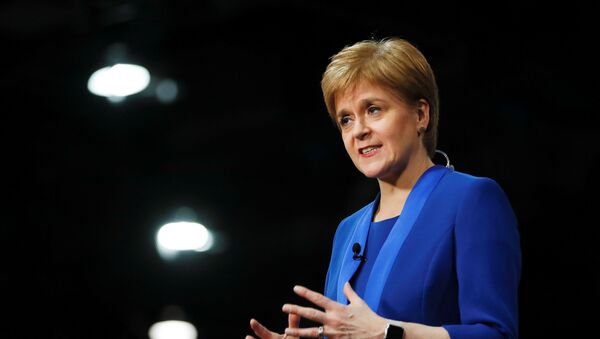 Scottish National Party leader Nicola Sturgeon speaks at a counting centre for Britain's general election in Glasgow, Britain, December 13, 2019.  - Sputnik International