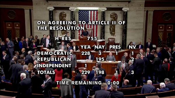 U.S. Speaker of the House Nancy Pelosi wields the gavel as the House of Representatives votes on the second of two articles of impeachment against U.S. President Donald Trump - Sputnik International