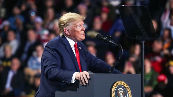 U.S. President Donald Trump reacts while speaking during a campaign rally in Battle Creek, Michigan, U.S., December 18, 2019.  - Sputnik International
