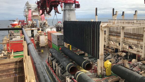   Allseas' deep sea pipe laying ship Solitaire lays pipes for Nord Stream 2 pipeline in the Baltic Sea September 13, 2019. Picture taken September 13, 2019 - Sputnik International