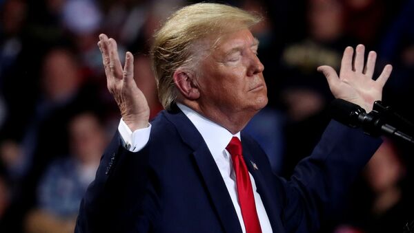 US President Donald Trump reacts during a campaign rally in Battle Creek, Michigan, U.S., December 18, 2019 - Sputnik International
