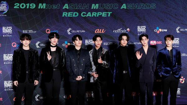 Members of South Korean boy band GOT7 pose on the red carpet during the annual MAMA Awards at Nagoya Dome in Nagoya, Japan, December 4, 2019.  - Sputnik International
