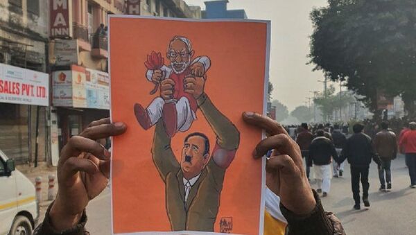 A poster with Modi and Hitler together  - Sputnik International