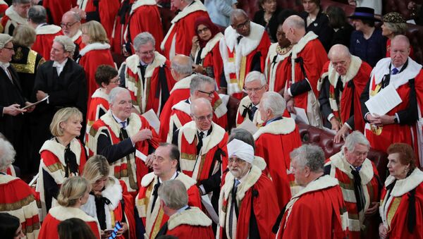 Members of the House of Lords are seen following the State Opening of Parliament ceremony at the Palace of Westminster in London, Britain December 19, 2019. - Sputnik International