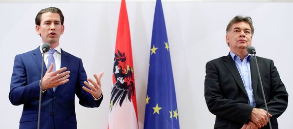 Head of Austria's Green Party Werner Kogler (right) and Head of People's Party (OVP) Sebastian Kurz (left) Head of Austria's Green Party Werner Kogler (right) and Head of People's Party (OVP) Sebastian Kurz (left) - Sputnik International