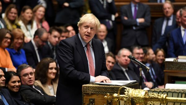 Britain's Prime Minister Boris Johnson speaks during a lawmakers meeting to elect a speaker, in London, 17 December 2019.  - Sputnik International