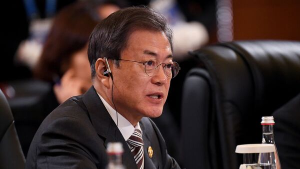 South Korea's President Moon Jae-in speaks at the 8th trilateral leaders' meeting between China, South Korea and Japan in Chengdu, in southwest China's Sichuan province December 24, 2019. - Sputnik International