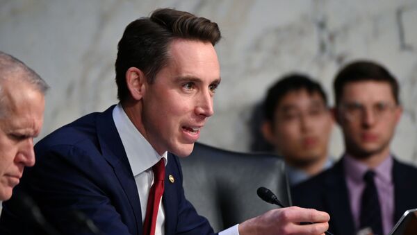 Sen. Josh Hawley (R-MO) questions U.S. Justice Department Inspector General Michael Horowitz (not pictured)  during a Senate Judiciary Committee hearing Examining the Inspector General's report on alleged abuses of the Foreign Intelligence Surveillance Act (FISA) on Capitol Hill in Washington, U.S., December 11, 2019. - Sputnik International