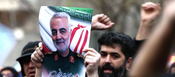 Iranian demonstrators chant slogans during a protest against the assassination of the Iranian Major-General Qassem Soleimani, head of the elite Quds Force, and Iraqi militia commander Abu Mahdi al-Muhandis, who were killed in an air strike at Baghdad airport, in front of United Nation office in Tehran, Iran January 3, 2020. - Sputnik International