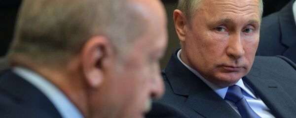 Russian President Vladimir Putin mets with Turkish President Erdogan Russian President Vladimir Putin mets with Turkish President Erdogan - Sputnik International