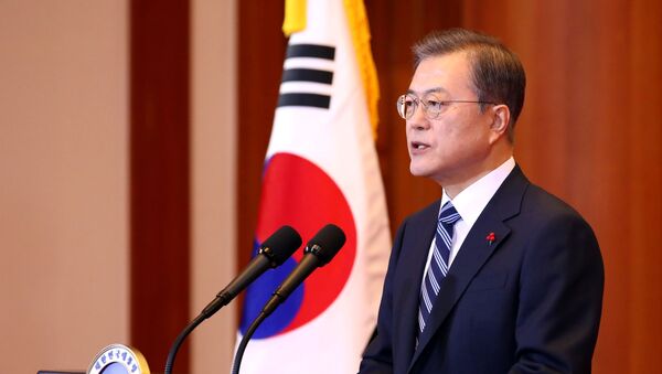 South Korea's President Moon Jae-in delivers a New Year address at the Presidential Blue House in Seoul, South Korea, January 7, 2020.   - Sputnik International