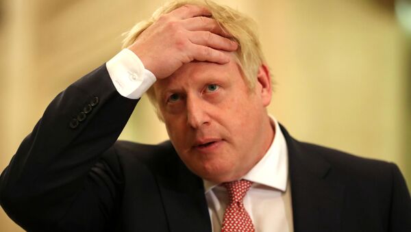 Britain's Prime Minister Boris Johnson reacts during a speech in the Stormont Parliament Buildings in Belfast, Northern Ireland, January 13, 2020 - Sputnik International