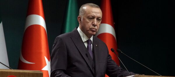 FILE PHOTO: Turkish President Tayyip Erdogan reacts during a news conference in Ankara, Turkey January 13, 2020 - Sputnik International