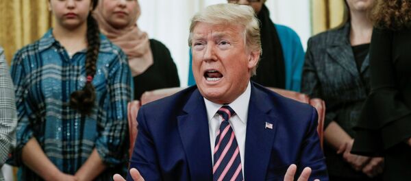 U.S. President Donald Trump speaks during an event to announce new guidance on constitutional prayer in public schools inside the Oval Office at the White House in Washington, U.S., January 16, 2020 U.S. President Donald Trump speaks during an event to announce new guidance on constitutional prayer in public schools inside the Oval Office at the White House in Washington, U.S., January 16, 2020 - Sputnik International
