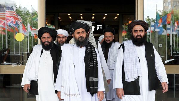 File picture of members of a Taliban delegation leaving after peace talks with Afghan senior politicians in Moscow, Russia May 30, 2019. - Sputnik International