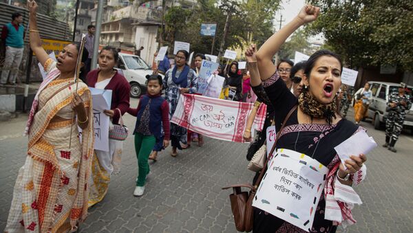 Indian women participate in a protest procession against the Citizenship Amendment Act in Gauhati, India, Sunday, Jan. 19, 2020 - Sputnik International